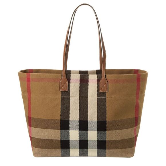 Burberry Handbags - Burberry Check Canvas & Leather Tote, Beige